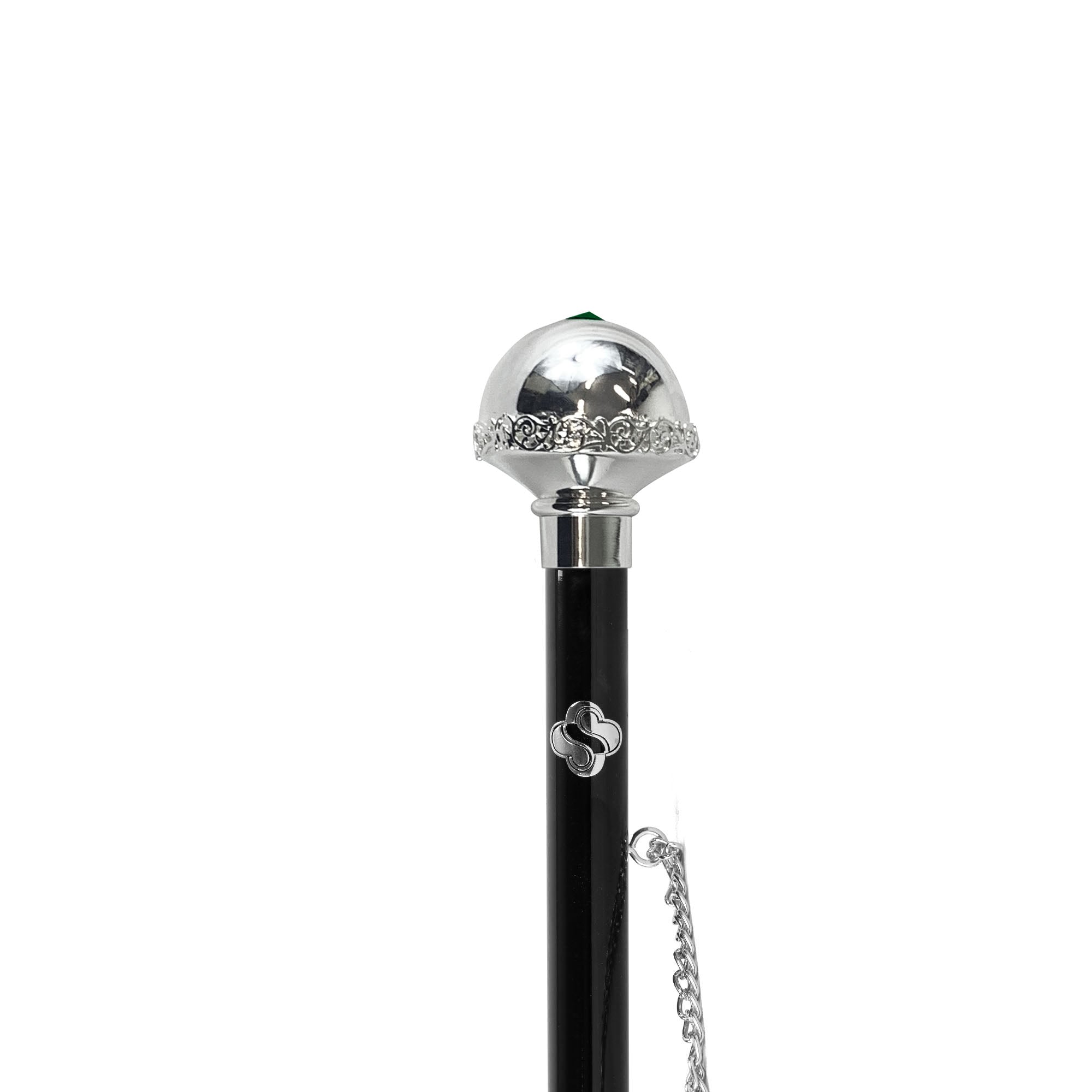 Pomo de plata 925 brillante con cristal esmeralda