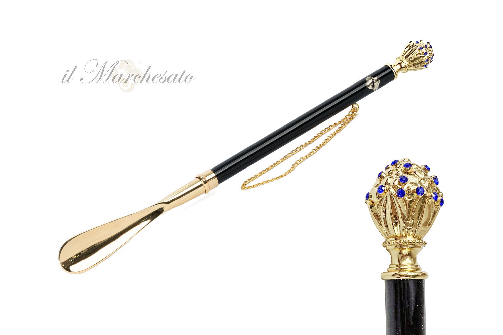 Artisanal Beauty: Luxury Shoehorns with Sapphire Crystals