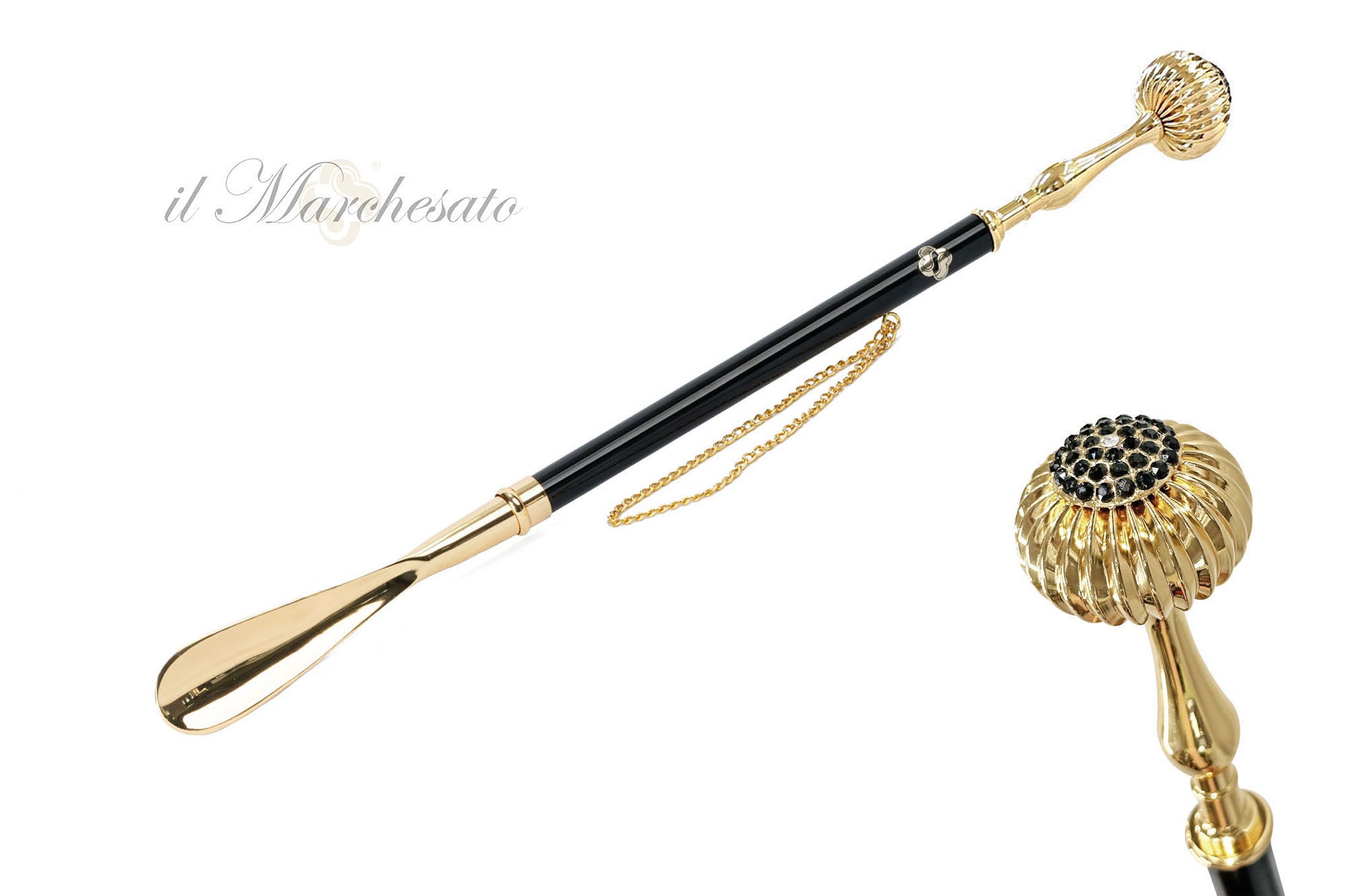 Elegante calzador Mylor con cristales azabache