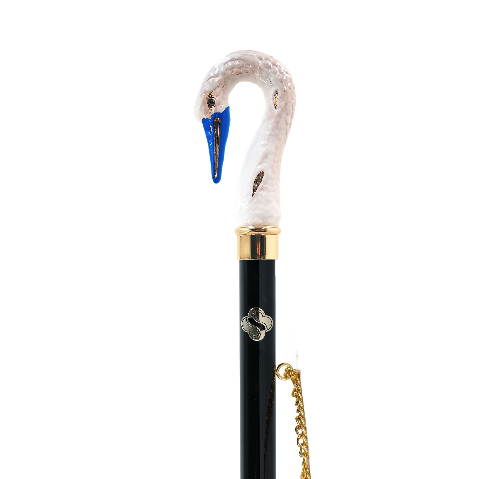 Swan Serenity: Hand-Painted 24K Gold-Plated Swan Shoehorn