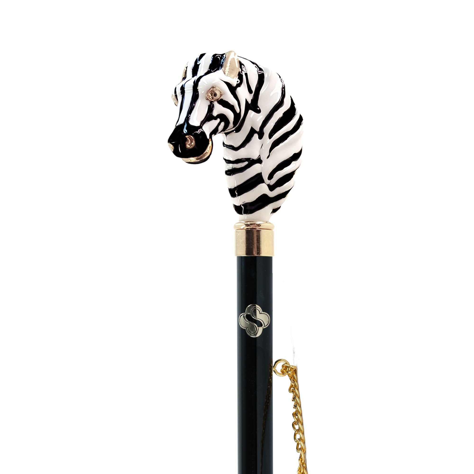 Zebra Zing: Calzador chapado en oro de 24 quilates con mango de cebra pintado a mano