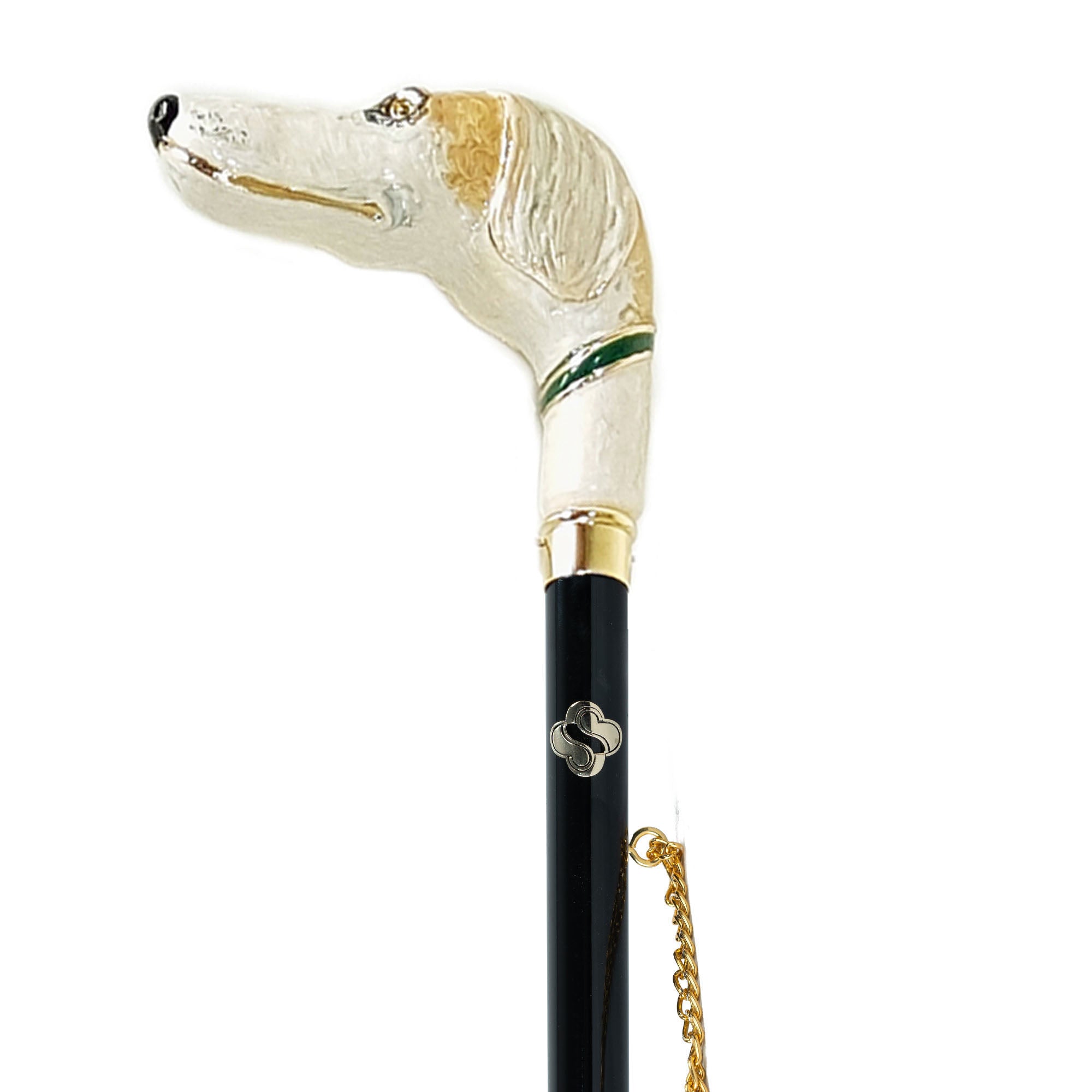 Grandeza del galgo: calzador bañado en oro de 24 quilates con mango de esmalte de galgo