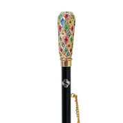 Elegancia en Esmalte: Calzador bañado en oro de 24 quilates con mango pintado a mano y cristales brillantes