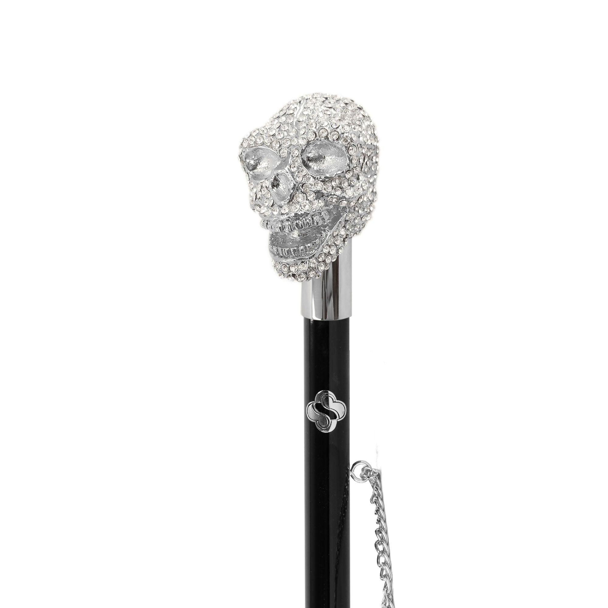 Calzador de lujo exclusivo chapado en plata con calavera y cristales