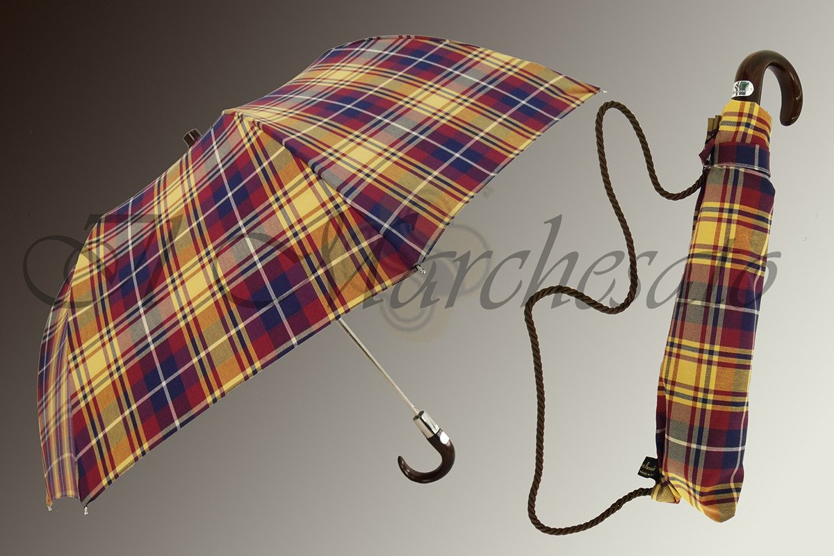 Handcrafted Men's Folding Umbrella in Tartan Design - il-marchesato