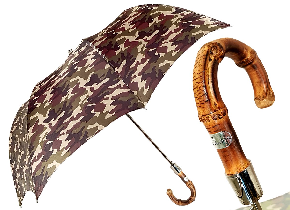 Camouflage Umbrella Folding With Bamboo Handle - il-marchesato