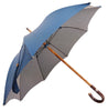 Handcrafted Petrol Blue Umbrella - Natural Chestnut Wood-Handle - il-marchesato