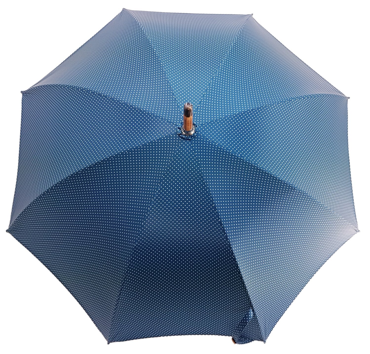 Handcrafted Petrol Blue Umbrella - Natural Chestnut Wood-Handle - il-marchesato