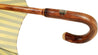 Handcrafted Umbrella - Striped Gold and Dark Brown  - Chestnut Wood-Handle - il-marchesato