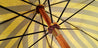 Handcrafted Umbrella - Striped Gold and Dark Brown  - Chestnut Wood-Handle - il-marchesato