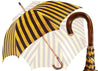 Handcrafted Umbrella - Striped Gold and Dark Brown  - Chestnut Wood-Handle - il-marchesato