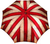 Handcrafted Umbrella - Striped Red And Cream - Shaded Colors - Malacca Wood-Handle - il-marchesato