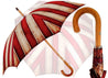 Handcrafted Umbrella - Striped Red And Cream - Shaded Colors - Malacca Wood-Handle - il-marchesato