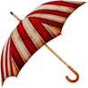 Handcrafted Umbrella - Striped Red And Cream - Shaded Colors - Malacca Wood-Handle - il-marchesato