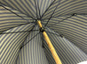 Handcrafted Dark Green striped Umbrella - Natural Ash Wood hand-curved - IL MARCHESATO LUXURY UMBRELLAS, CANES AND SHOEHORNS