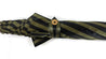 Handcrafted Dark Green striped Umbrella - Natural Ash Wood hand-curved - IL MARCHESATO LUXURY UMBRELLAS, CANES AND SHOEHORNS