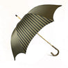 Handcrafted Dark Green striped Umbrella - Natural Ash Wood hand-curved - IL MARCHESATO LUXURY UMBRELLAS, CANES AND SHOEHORNS