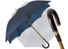 Elegant Blue umbrella with Natural Chestnut Wood hand-curved - IL MARCHESATO LUXURY UMBRELLAS, CANES AND SHOEHORNS