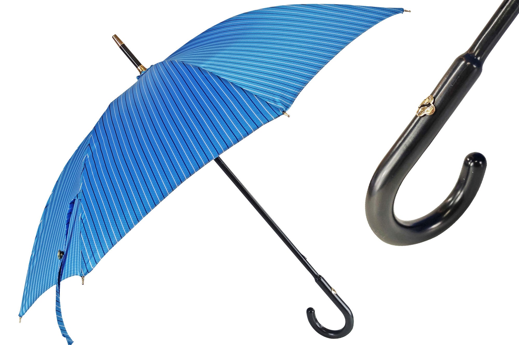 Blue umbrella in black beech wood