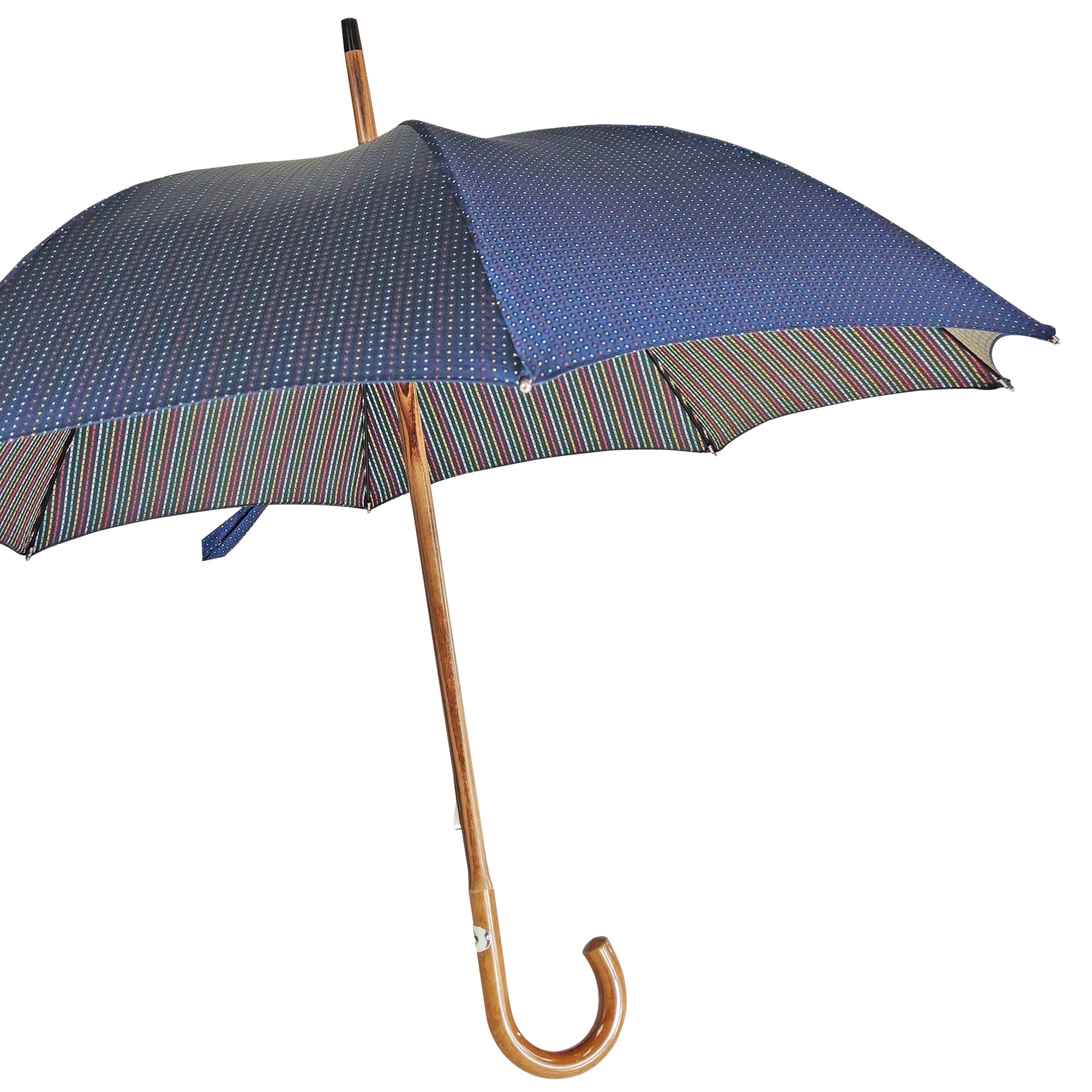 Multicolor dot umbrella with Malacca handle