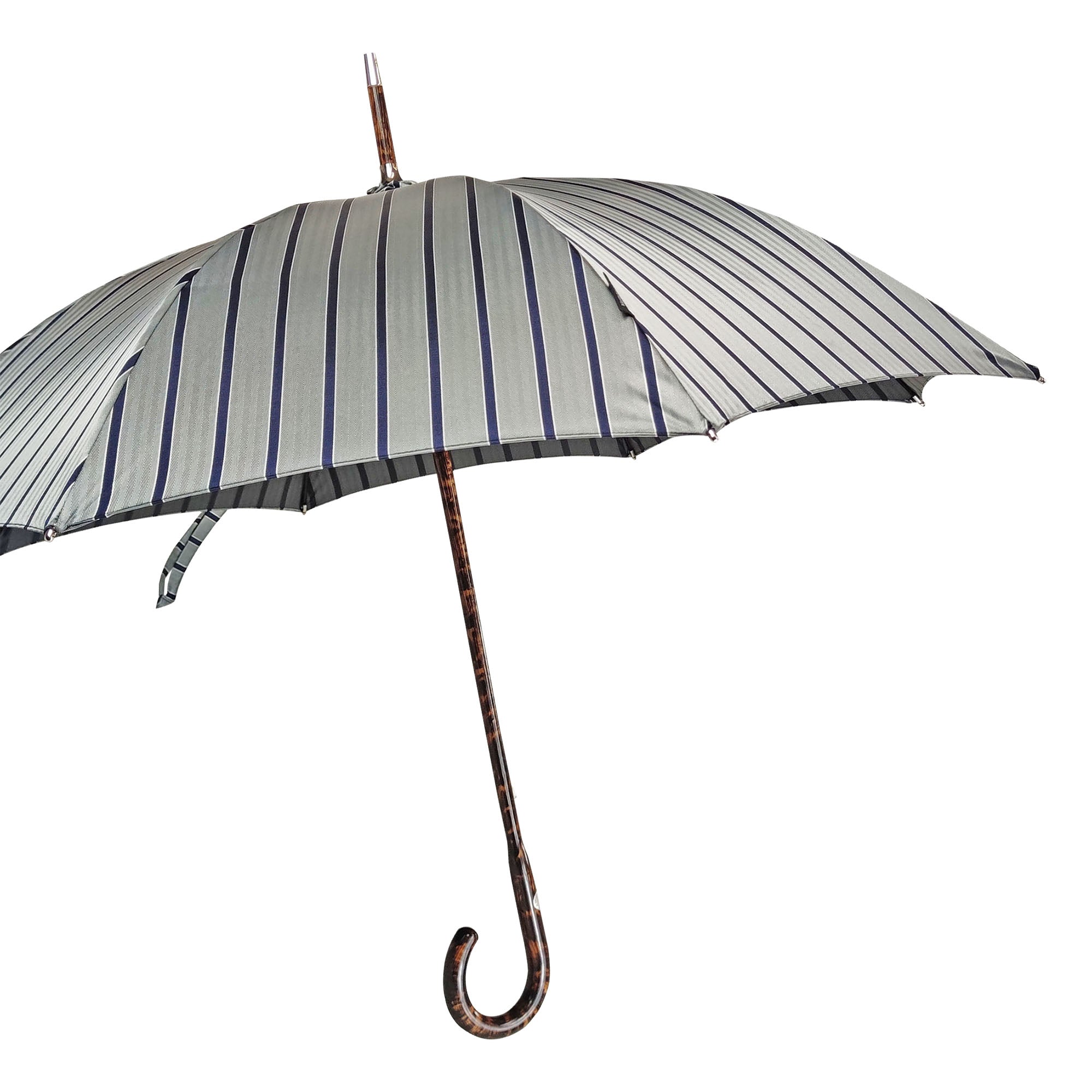 Elegant Striped Umbrella - Flamed Natural beech Wood-Handle
