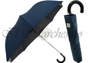 Polka Dot Men's Folding Umbrella - Black Leather Handle - il-marchesato