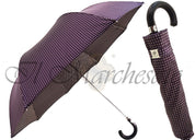 Polka Dot Men's Folding Umbrella - Black Leather Handle - il-marchesato