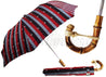 Multi-Color Striped Men's Folding Umbrella - Whangee Bamboo Handle - il-marchesato