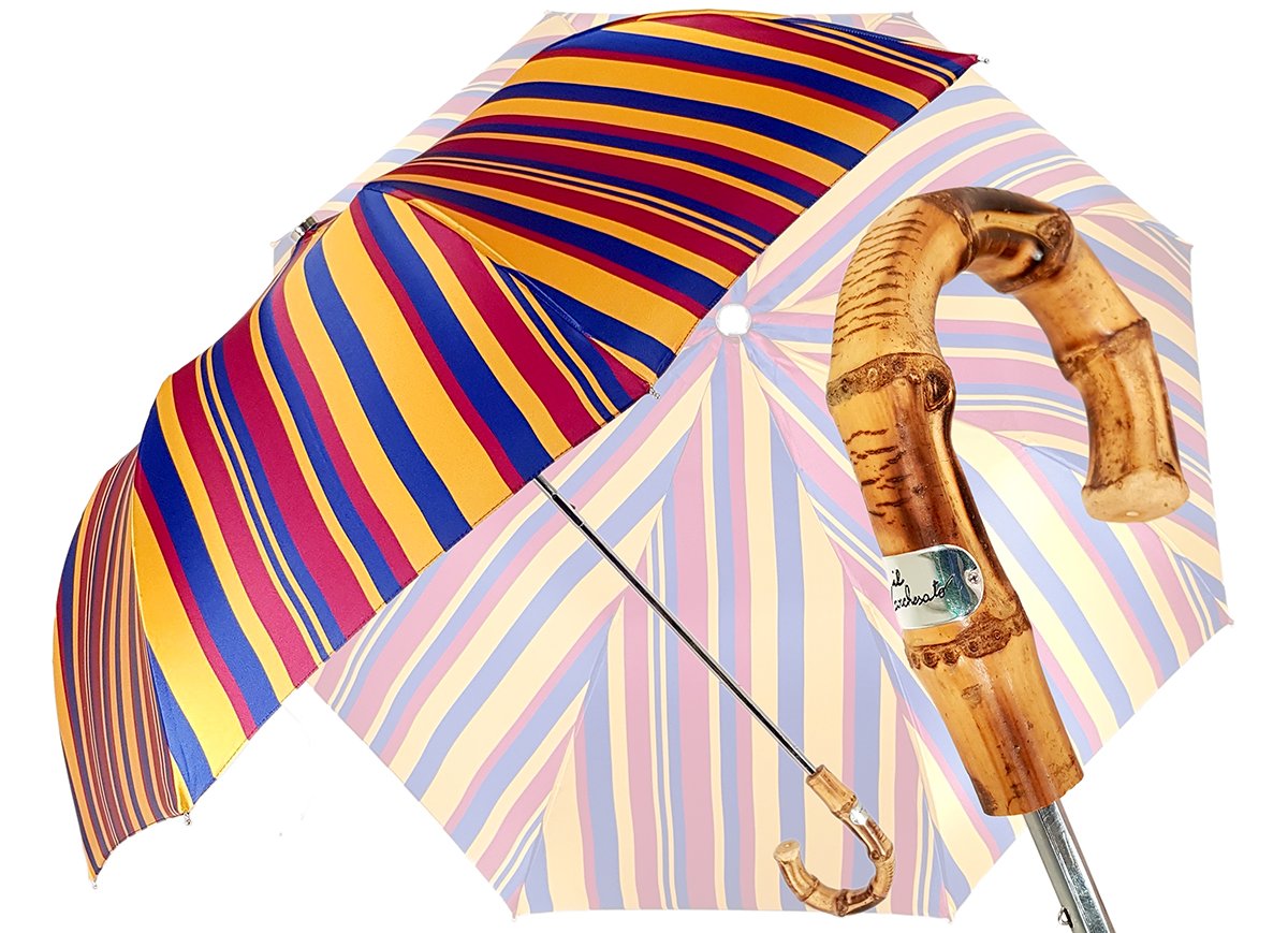 Crafted Multi-Color Striped Folding Umbrella - il-marchesato