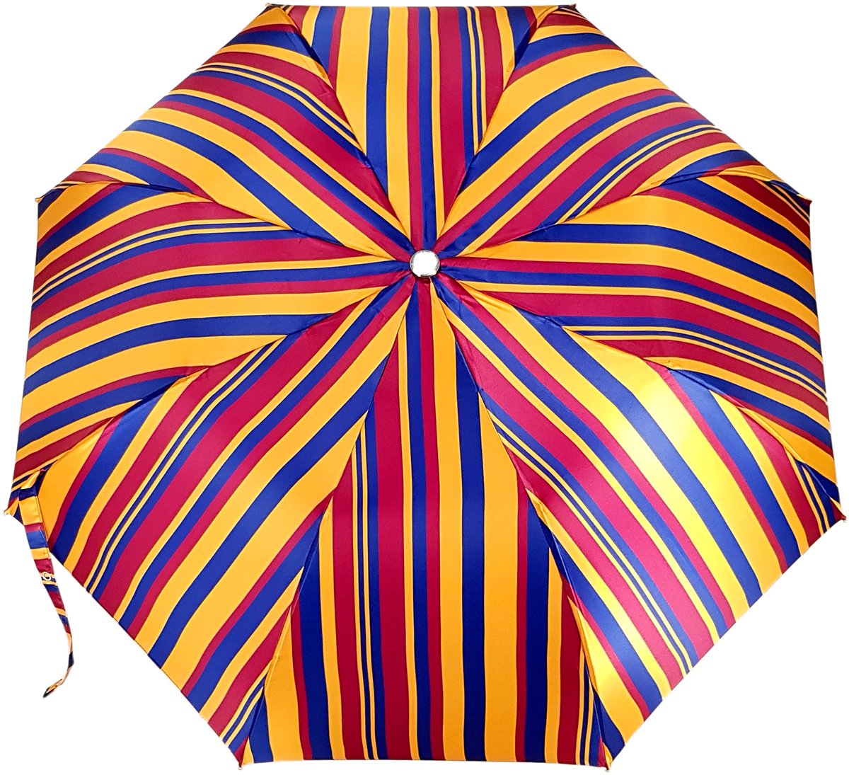 Crafted Multi-Color Striped Folding Umbrella Bamboo Handle