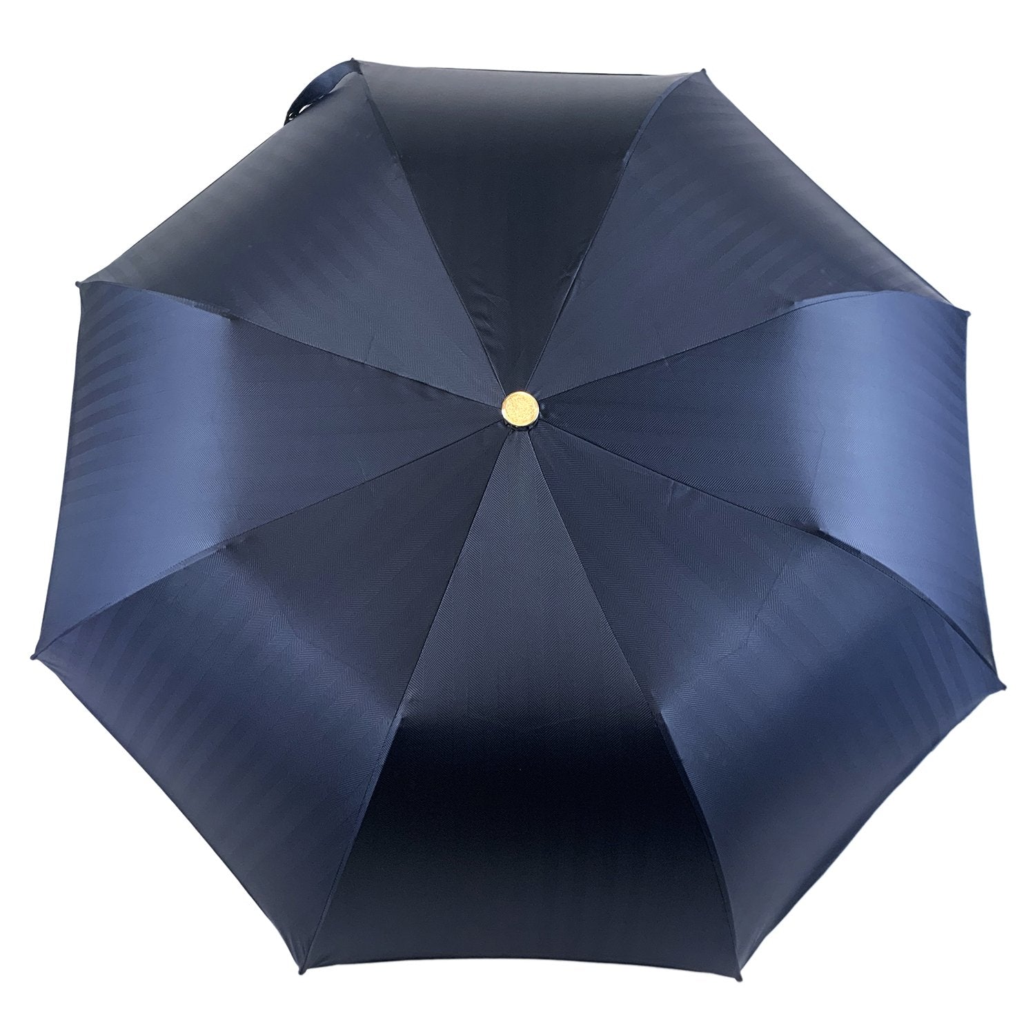 Blue Navy Jacquard Folding Umbrella - IL MARCHESATO LUXURY UMBRELLAS, CANES AND SHOEHORNS