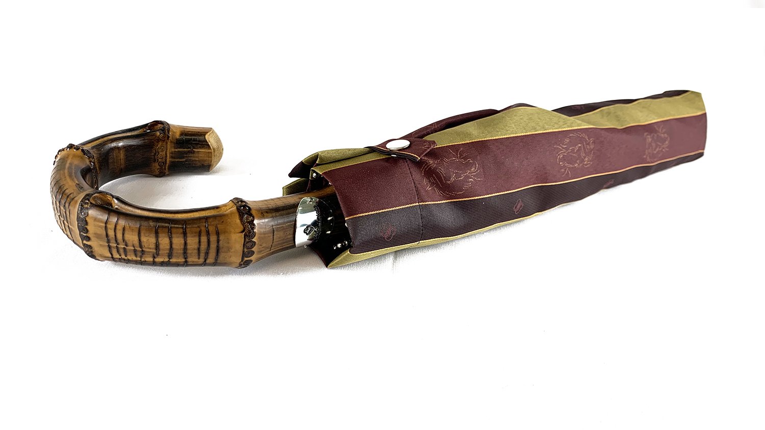 Striped Men's Umbrella with Horses and Bamboo Handle - IL MARCHESATO LUXURY UMBRELLAS, CANES AND SHOEHORNS