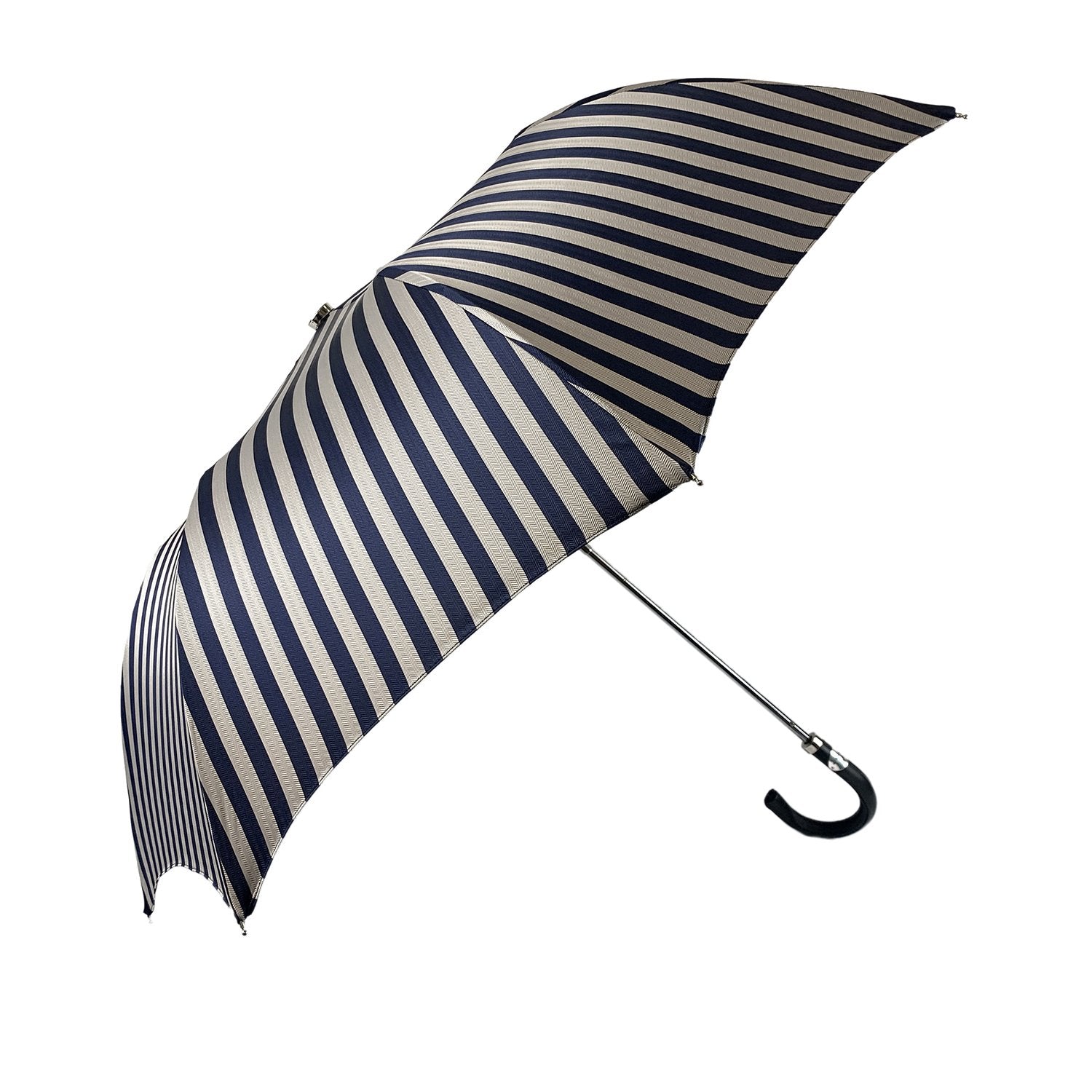 Striped Grey and Blue Men's Folding Collection - IL MARCHESATO LUXURY UMBRELLAS, CANES AND SHOEHORNS