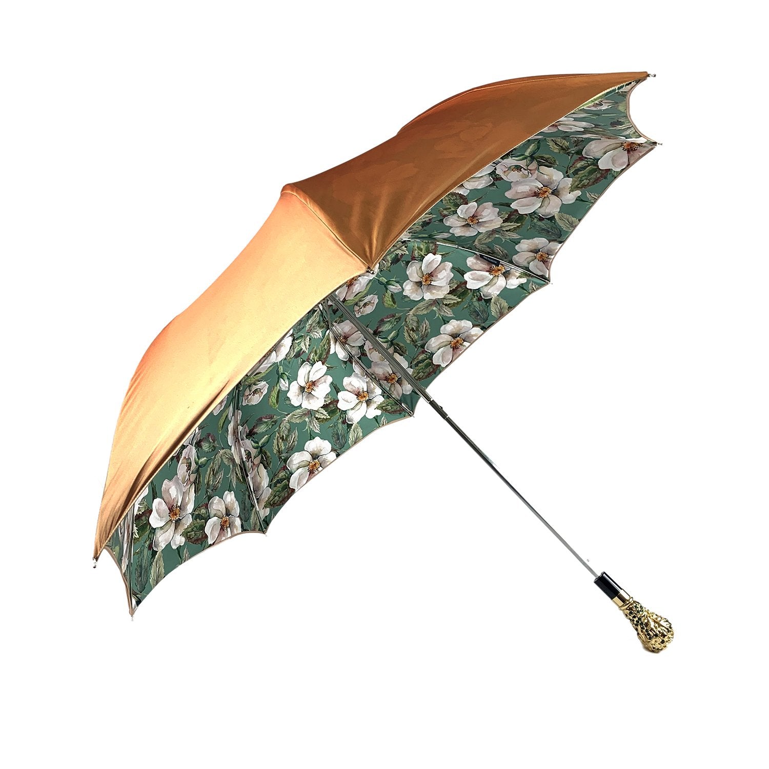 Exclusive light green flowered design - IL MARCHESATO LUXURY UMBRELLAS, CANES AND SHOEHORNS