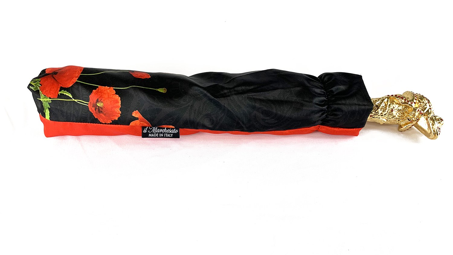 美品　イルマルケザート il marchesato イタリア 高級 傘 薔薇 Wonderfull Red Umbrella With Rose Design – ilMarchesato - Luxury