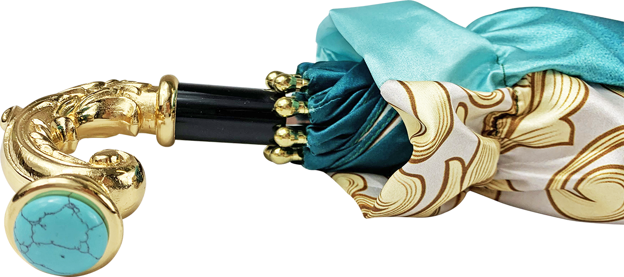 Wonderful women's umbrella, finished in fine gradient turquoise