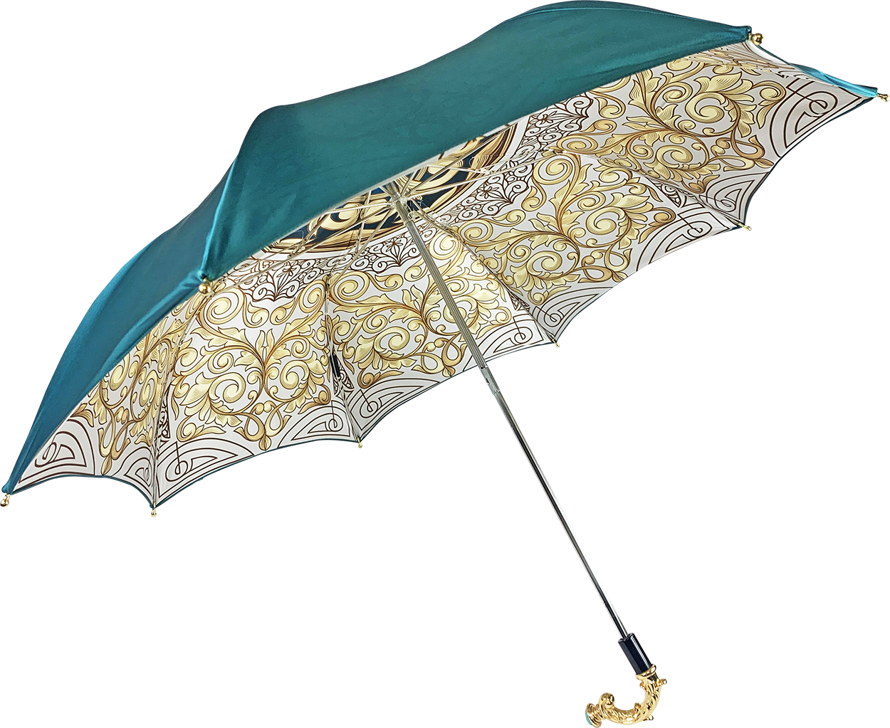 Wonderful women's umbrella, finished in fine gradient turquoise