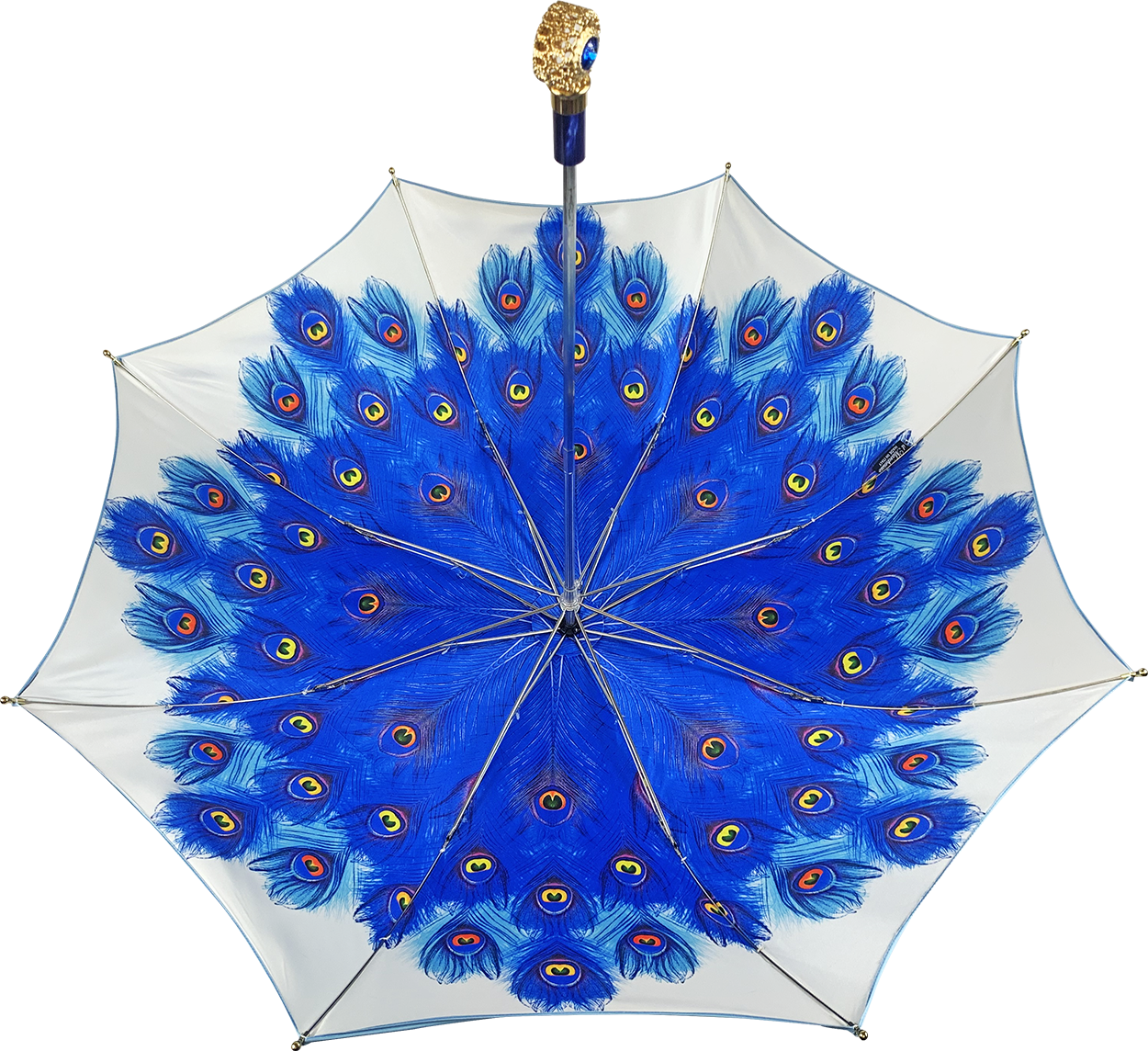 Exclusive peacock design with Sapphire crystals