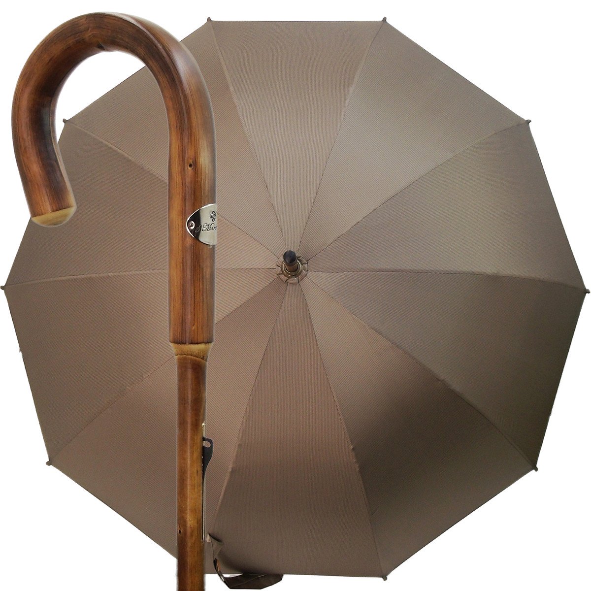 Carved From One Piece of Chestnut Wood - Beige Checked Twill Umbrella - il-marchesato