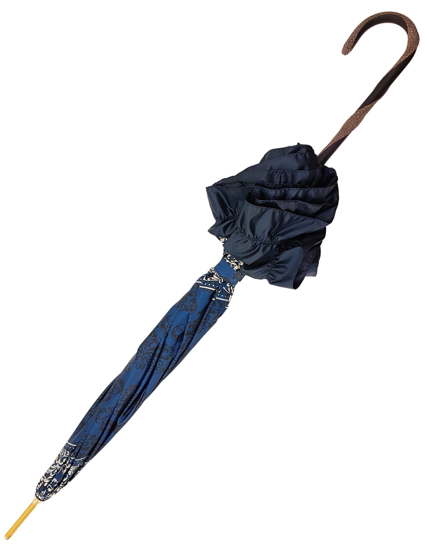Women's umbrella Studied with a White & Black Pattern on a Blue Canopy - il-marchesato
