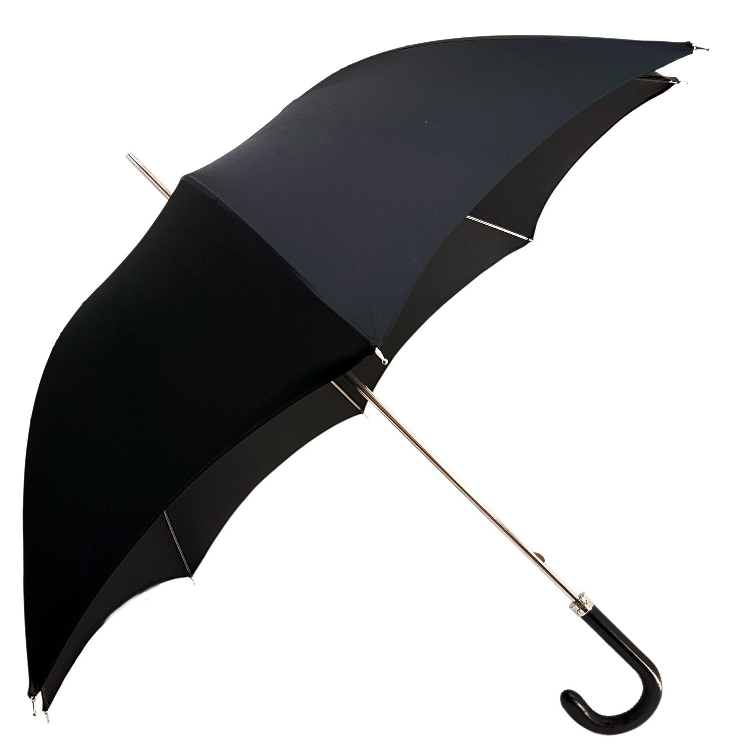 Classic Gentlemen's Black Umbrella With Leather Handle - il-marchesato