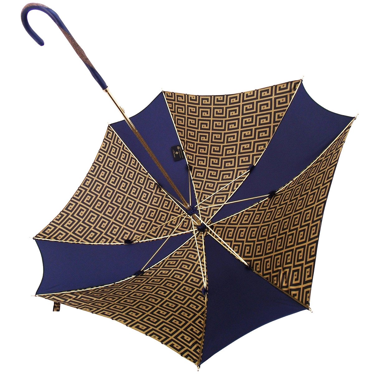 Original Handcrafted Umbrella with golden Greek design - il-marchesato
