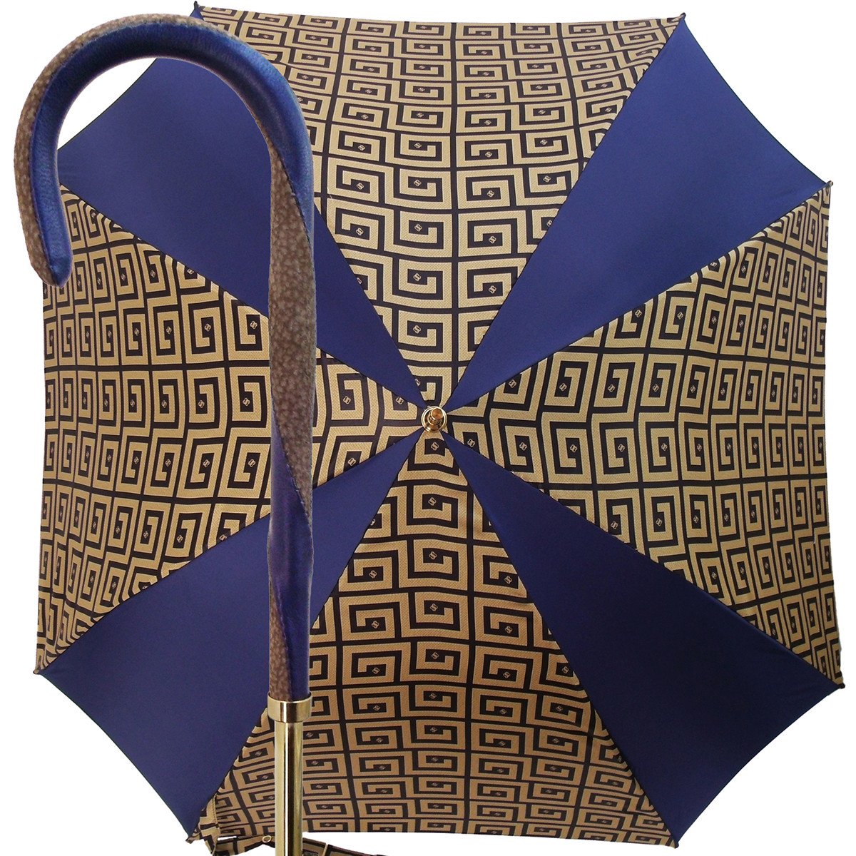 Original Handcrafted Umbrella with golden Greek design - il-marchesato