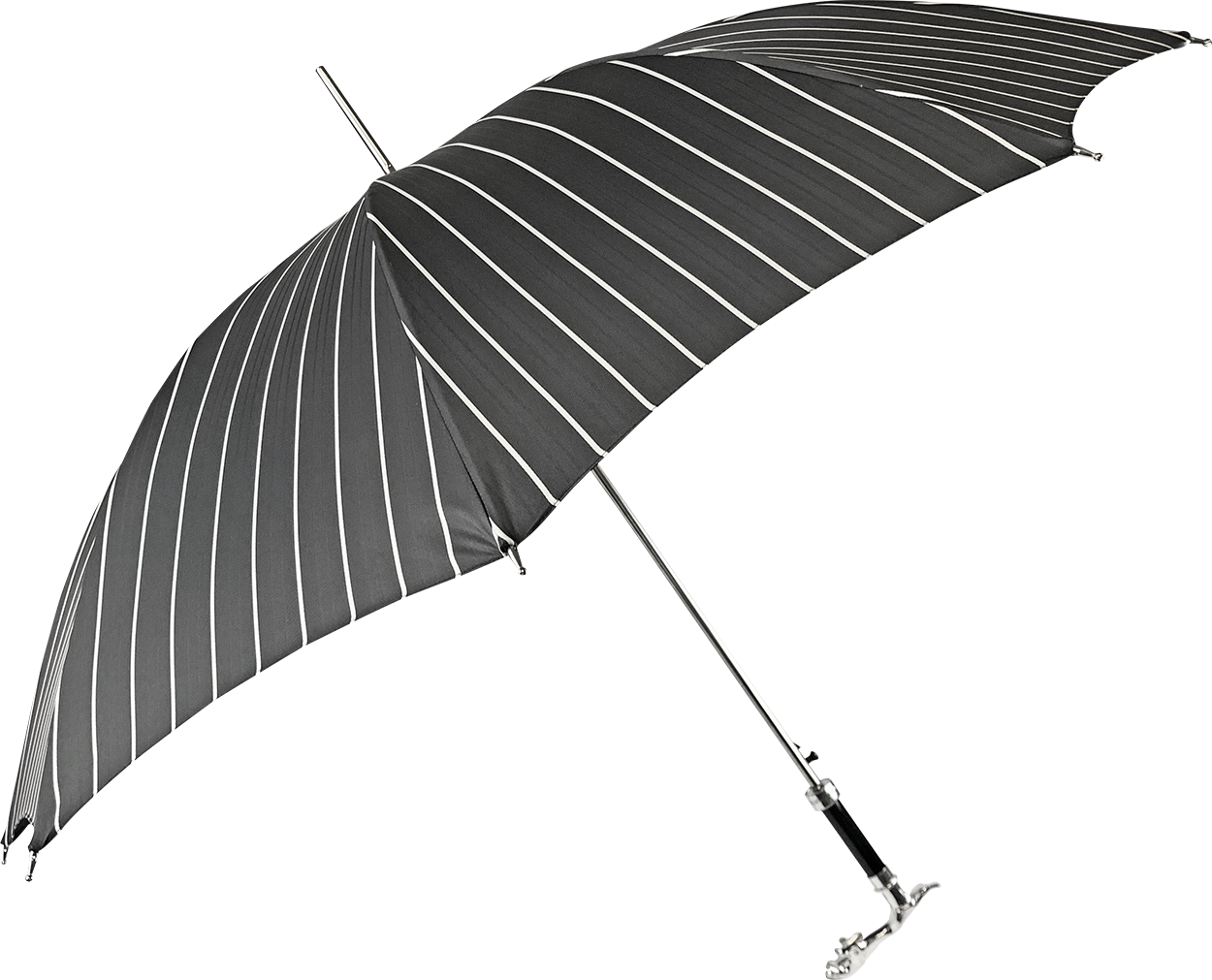 Luxury Gents Black Pinstripe Umbrella with Jaguar Handle