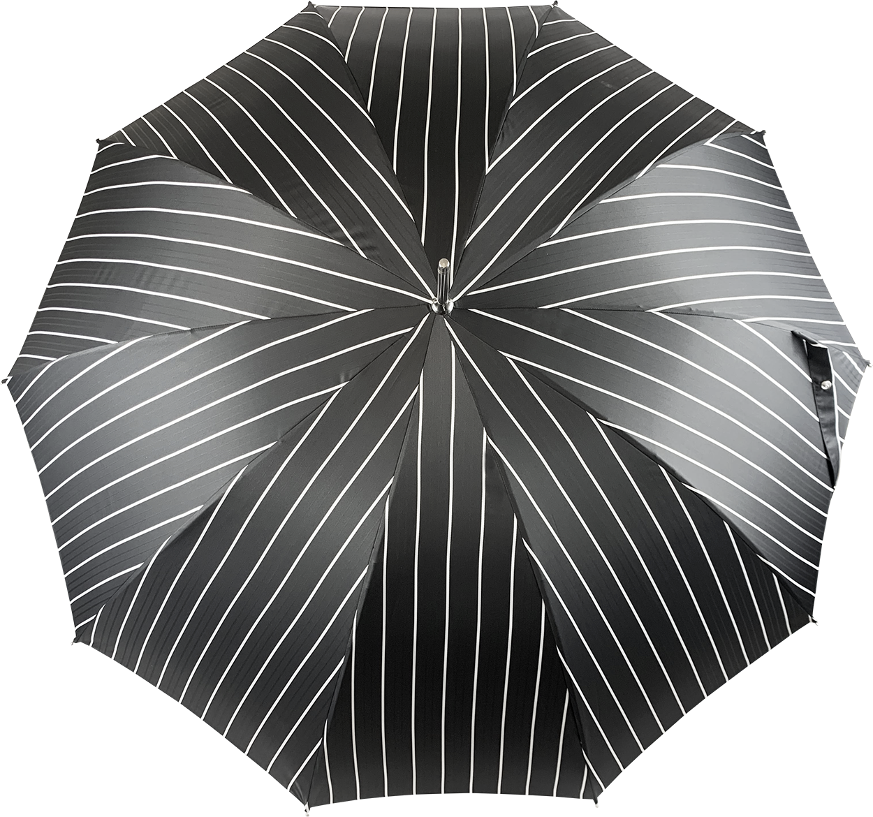 Luxury Gents Black Pinstripe Umbrella with Jaguar Handle