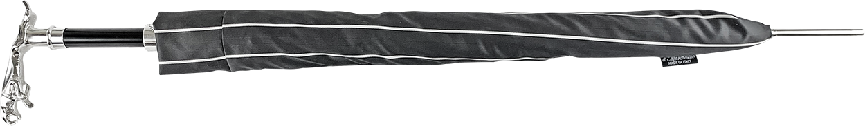 Luxury Gents Black Pinstripe Umbrella with Jaguar Handle