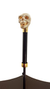 Enamelled Luxury Skull Umbrella Beige Striped Design - il-marchesato