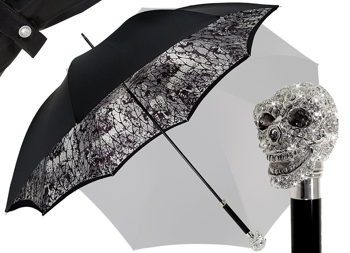 Amazin Lux Silver Swarovski Skull Umbrella - Double Cloth - il-marchesato
