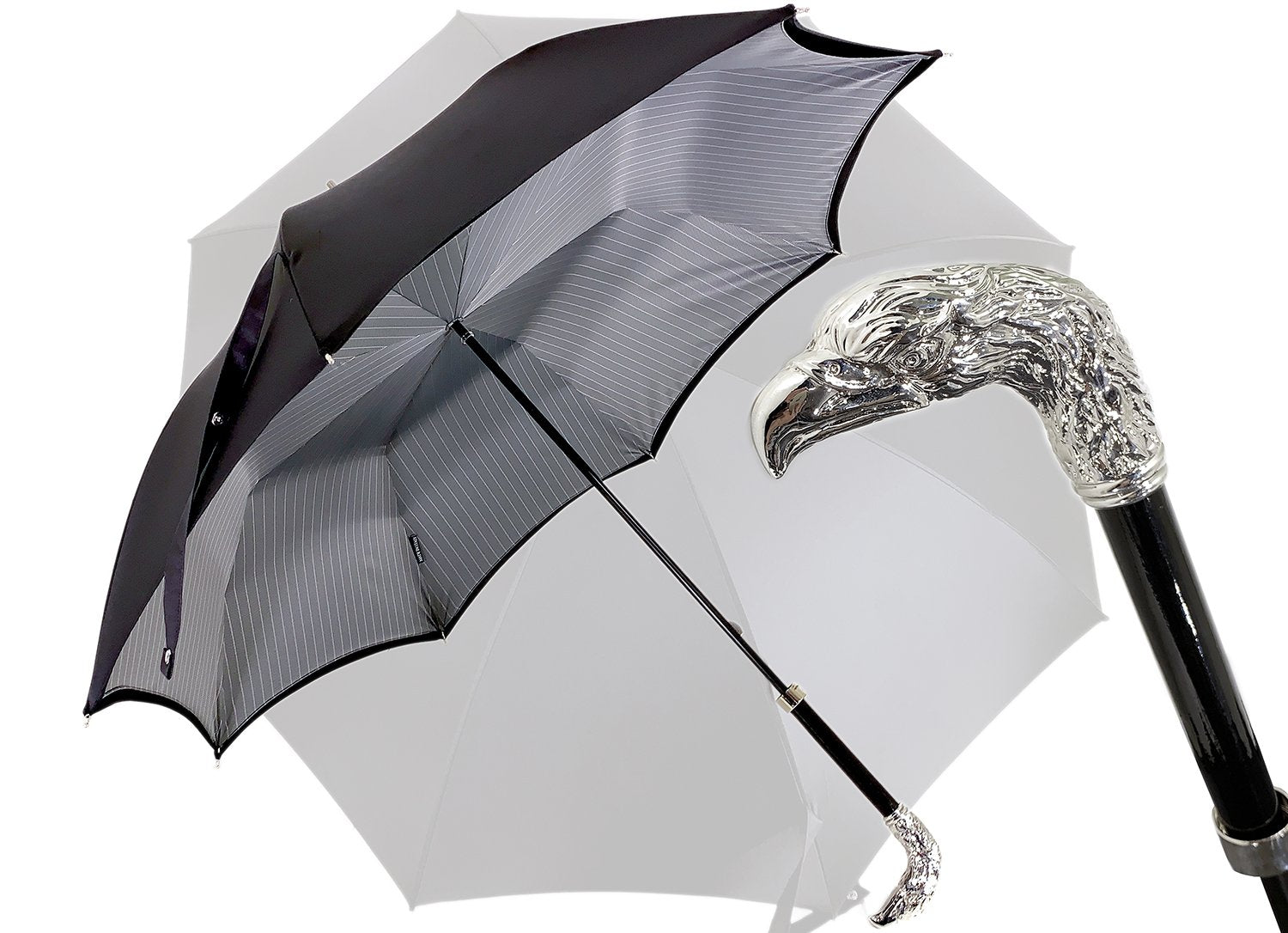 Double Cloth Men's Umbrella, Silver-plated Eagle - il-marchesato