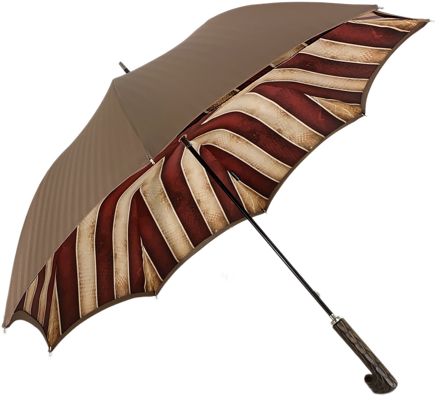Tobacco Handmade Men's Umbrella - Striped Red And Cream – ilMarchesato